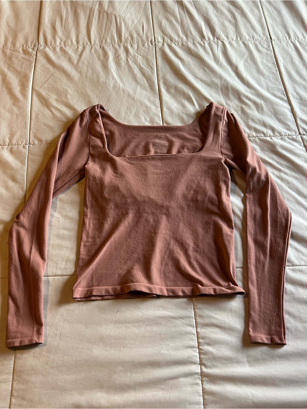Free People Square Neck Long Sleeve Top in Mauve